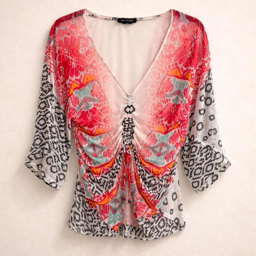 BEBE SHEER BOHO TOP